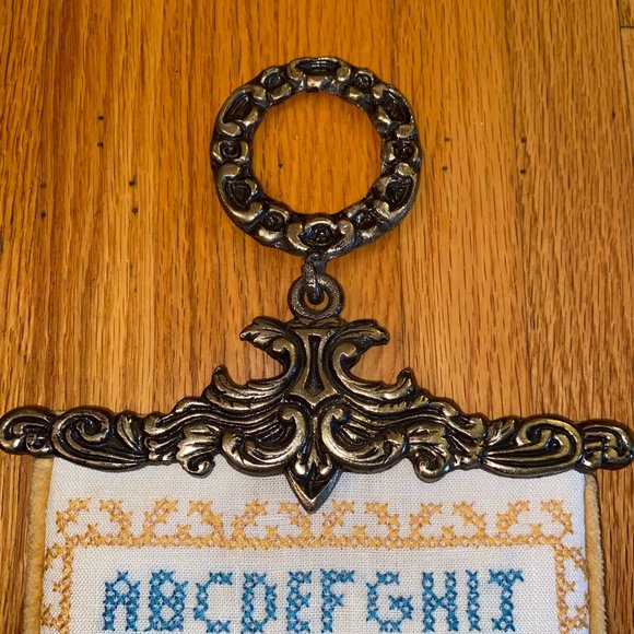 Mid Century Embroidered Sampler Bell Pull - Picture 7 of 13